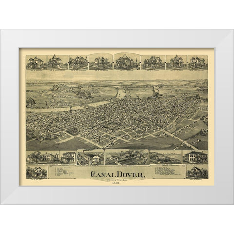 Dover Ohio - Downs 1899  White Modern Wood Framed Art Print by Downs