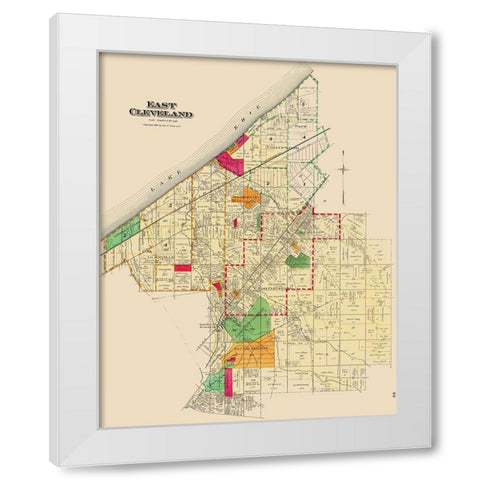 East Cleveland Ohio Landowner - Cram 1892 White Modern Wood Framed Art Print by Cram