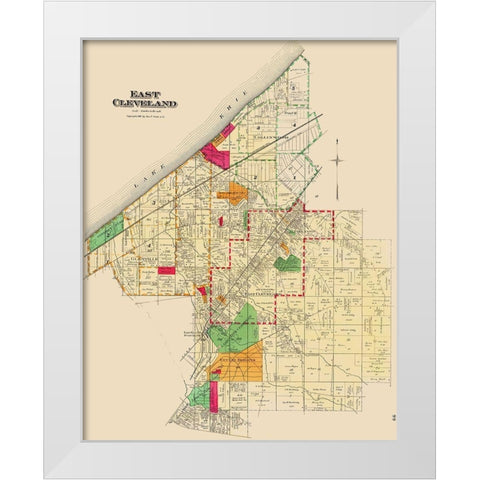 East Cleveland Ohio Landowner - Cram 1892 White Modern Wood Framed Art Print by Cram