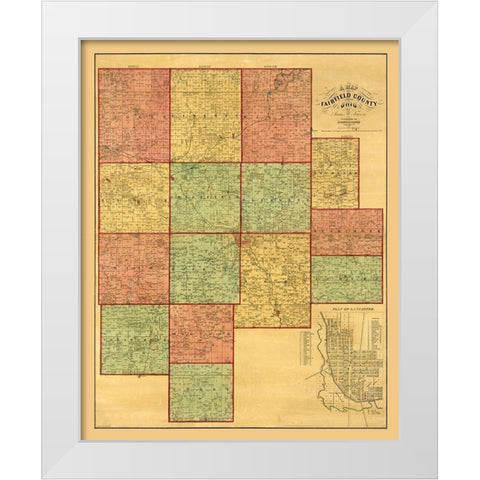 Fairfield County Ohio - Touson 1848  White Modern Wood Framed Art Print by Touson