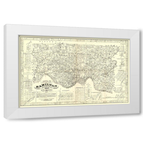 Hamilton County Ohio - Emerson 1847  White Modern Wood Framed Art Print by Emerson