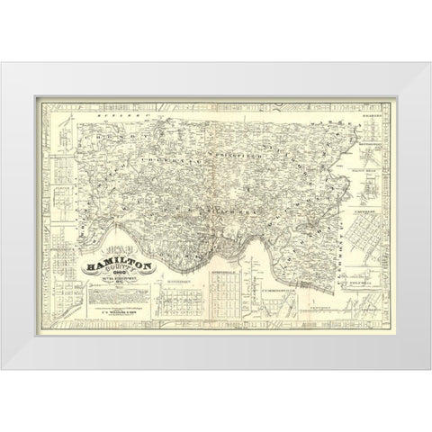Hamilton County Ohio - Emerson 1847  White Modern Wood Framed Art Print by Emerson
