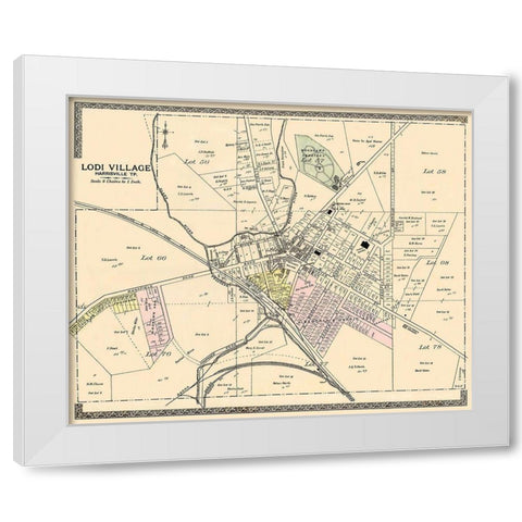 Lodi Village Ohio Landowner - American Atlas 1896 White Modern Wood Framed Art Print by American Atlas