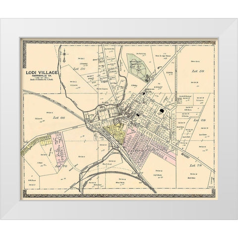 Lodi Village Ohio Landowner - American Atlas 1896 White Modern Wood Framed Art Print by American Atlas