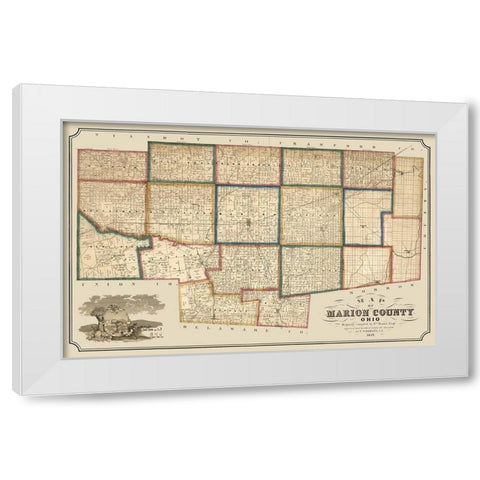 Marion County Ohio - Brown 1852  White Modern Wood Framed Art Print by Brown
