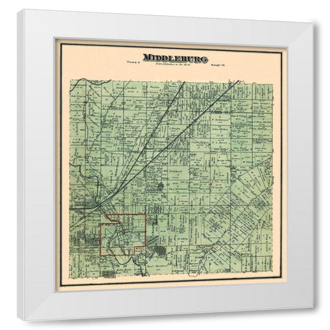 Middleburg Ohio Landowner - Stewart 1874 White Modern Wood Framed Art Print by Stewart