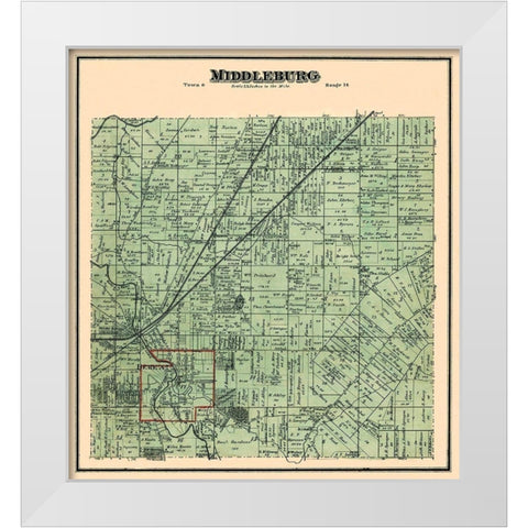 Middleburg Ohio Landowner - Stewart 1874 White Modern Wood Framed Art Print by Stewart