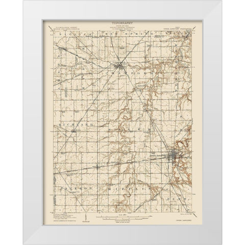 Upper Sandusky Ohio Quad - USGS 1907 White Modern Wood Framed Art Print by USGS