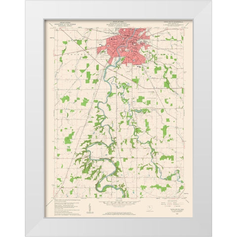 South Tiffin Ohio Quad - USGS 1960 White Modern Wood Framed Art Print by USGS