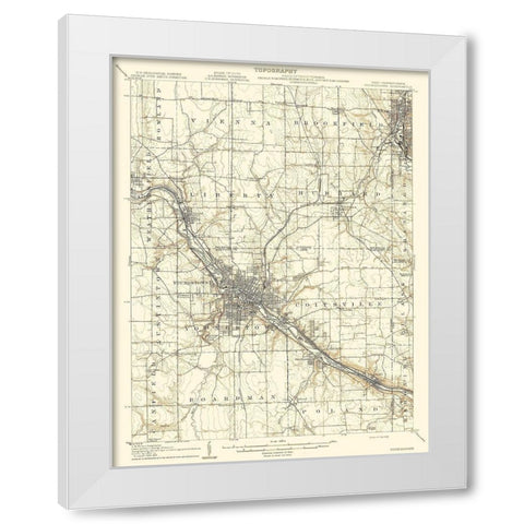 Youngstown Pennsylvania Ohio Quad - USGS 1908 White Modern Wood Framed Art Print by USGS