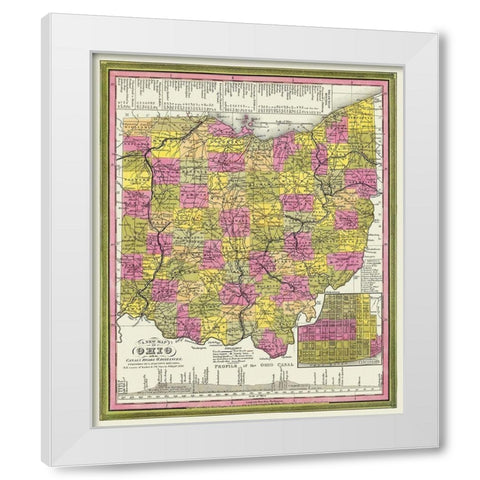 Ohio with Cincinnati Ohio - Mitchell 1846 White Modern Wood Framed Art Print by Mitchell