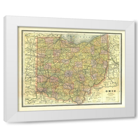 Ohio - Cram 1886 White Modern Wood Framed Art Print by Cram