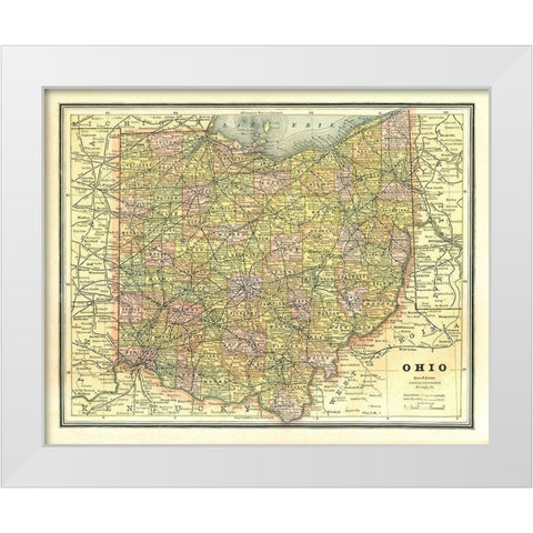 Ohio - Cram 1886 White Modern Wood Framed Art Print by Cram