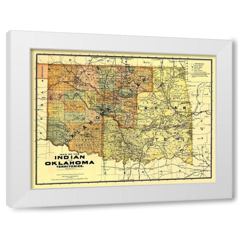 Oklahoma Indian Territory - Rand McNally 1894 White Modern Wood Framed Art Print by Rand McNally