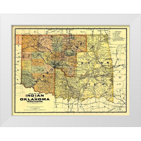 Oklahoma Indian Territory - Rand McNally 1894 White Modern Wood Framed Art Print by Rand McNally