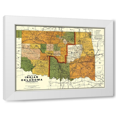 Oklahoma Indian Territory - Rand McNally 1892 White Modern Wood Framed Art Print by Rand McNally