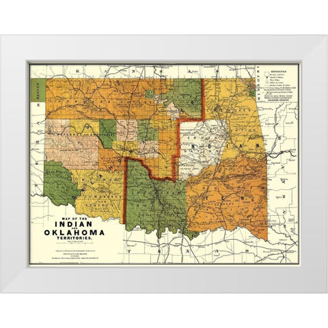 Oklahoma Indian Territory - Rand McNally 1892 White Modern Wood Framed Art Print by Rand McNally