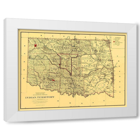 Oklahoma Indian Territory - Bien 1887 White Modern Wood Framed Art Print by Bien