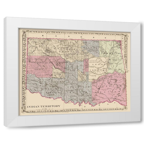 Oklahoma Indian Territory - Gary 1873 White Modern Wood Framed Art Print by Gary