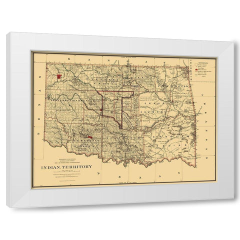 Oklahoma Indian Territory - Stockslager 1887 White Modern Wood Framed Art Print by Stockslager