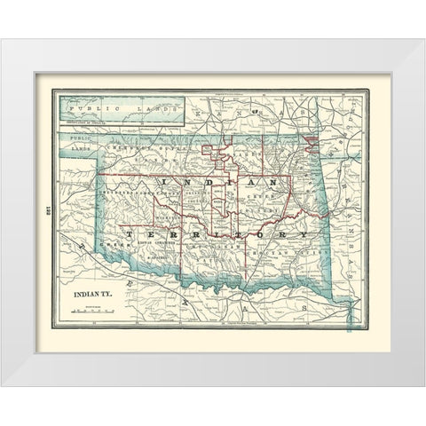 Oklahoma Indian Territory - Rathbun 1893 White Modern Wood Framed Art Print by Rathbun