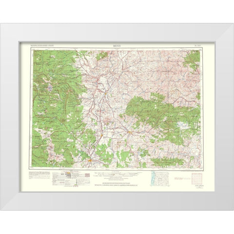 Bend Oregon Quad - USGS 1964 White Modern Wood Framed Art Print by USGS