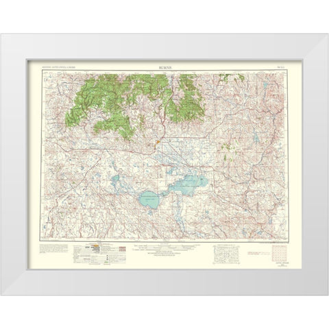 Burns Oregon Quad - USGS 1964 White Modern Wood Framed Art Print by USGS