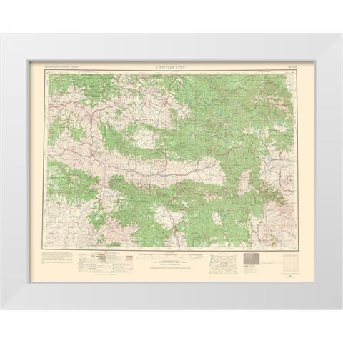 Canyon City Oregon Quad - USGS 1966 White Modern Wood Framed Art Print by USGS