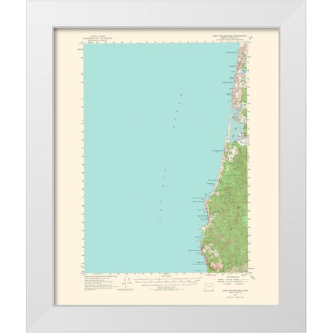 Cape Foulweather Oregon Quad - USGS 1967 White Modern Wood Framed Art Print by USGS