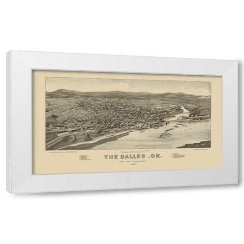 The Dalles Oregon - Stoner 1884 White Modern Wood Framed Art Print by Stoner