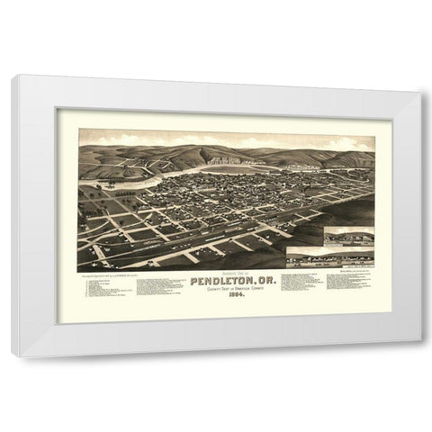 Pendleton Oregon - Stoner 1884 White Modern Wood Framed Art Print by Stoner