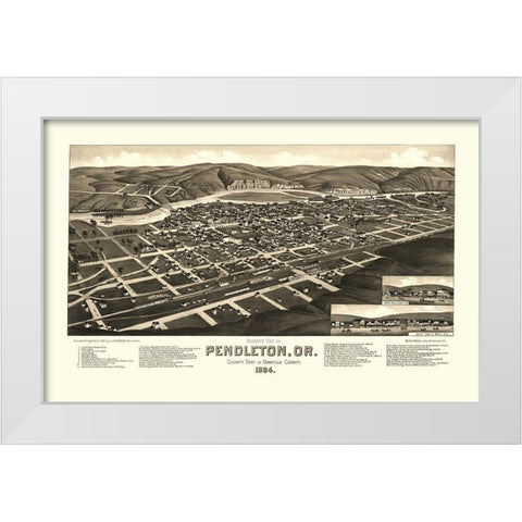 Pendleton Oregon - Stoner 1884 White Modern Wood Framed Art Print by Stoner