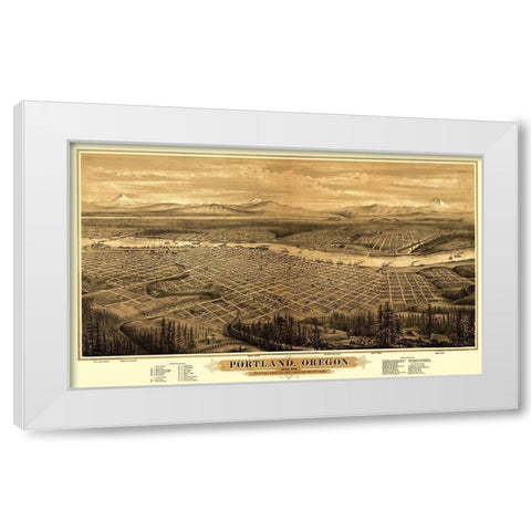 Portland Oregon - Bancroft 1879 White Modern Wood Framed Art Print by Bancroft