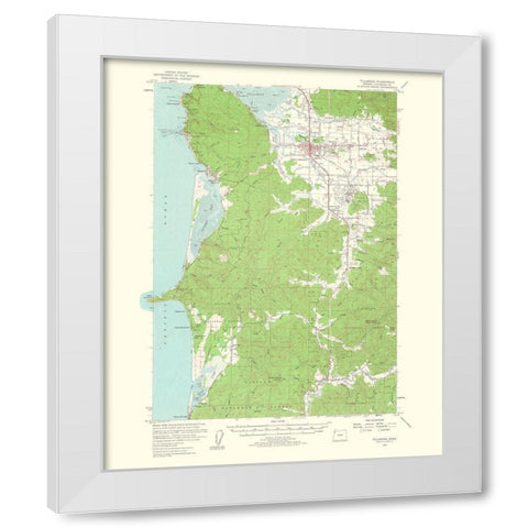 Tillamook Oregon Quad - USGS 1963 White Modern Wood Framed Art Print by USGS