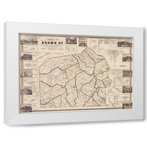 Adams Pennsylvania Landowner - Hopkins 1857 White Modern Wood Framed Art Print by Hopkins