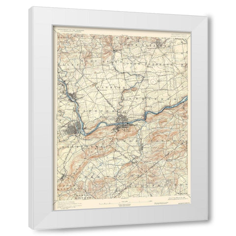 Allentown Pennsylvania Sheet - USGS 1894 White Modern Wood Framed Art Print by USGS