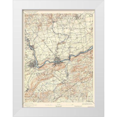 Allentown Pennsylvania Sheet - USGS 1894 White Modern Wood Framed Art Print by USGS