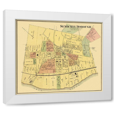 Sewickly Pennsylvania Landowner - Titus 1877 White Modern Wood Framed Art Print by Titus
