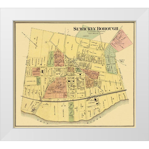 Sewickly Pennsylvania Landowner - Titus 1877 White Modern Wood Framed Art Print by Titus