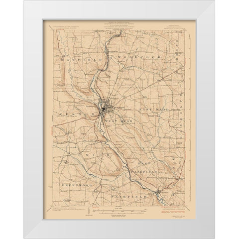Meadville Pennsylvania Quad - USGS 1923 White Modern Wood Framed Art Print by USGS