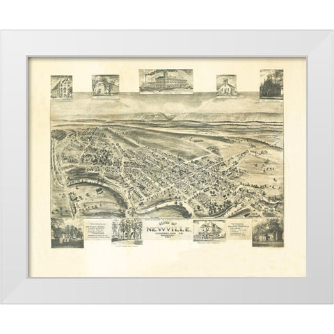 Newville Pennsylvania - Fowler 1903  White Modern Wood Framed Art Print by Fowler