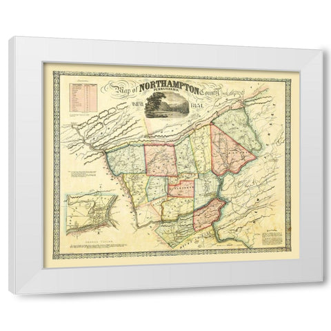 Northampton County Pennsylvania - Taylor 1851 White Modern Wood Framed Art Print by Taylor
