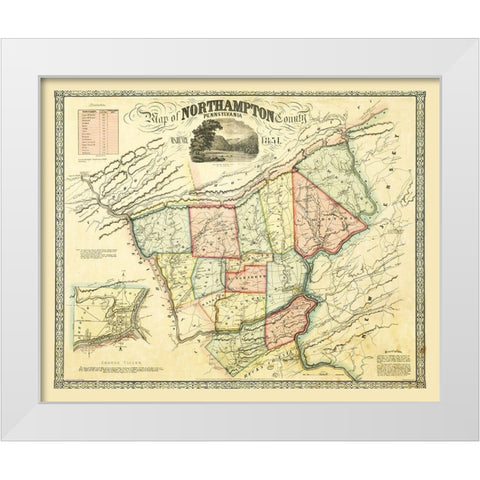Northampton County Pennsylvania - Taylor 1851 White Modern Wood Framed Art Print by Taylor