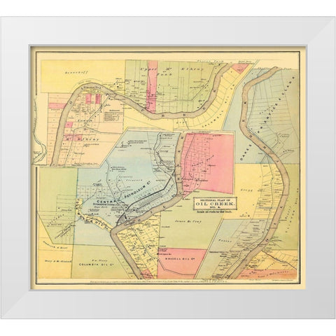 Oil Creek, Section 4 Pennsylvania Landowner White Modern Wood Framed Art Print by Mayer
