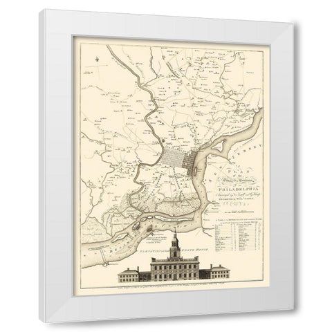 Philadelphia Pennsylvania - Faden 1777 White Modern Wood Framed Art Print by Faden