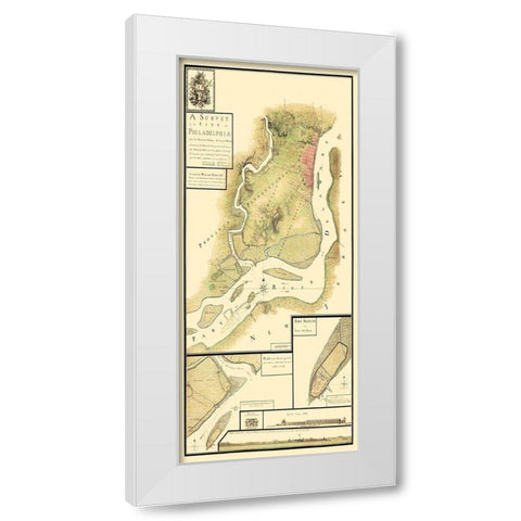 Philadelphia Pennsylvania Survey - Howe 1777 White Modern Wood Framed Art Print by Howe