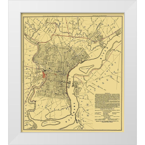 Philadelphia Railroad Plan 2 - Hoxsie 1858 White Modern Wood Framed Art Print by Hoxsie