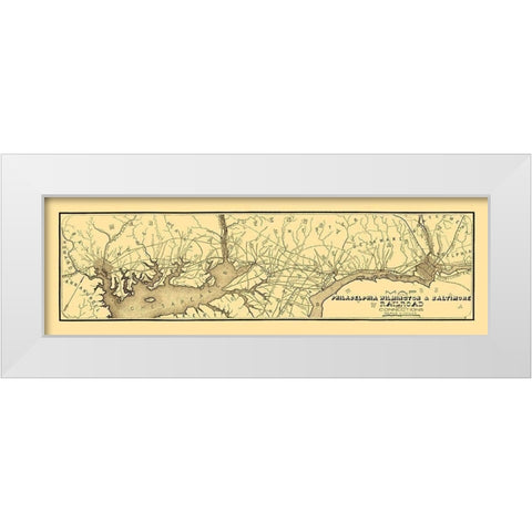 Philadelphia, Wilmington, Baltimore Railroad 1850 White Modern Wood Framed Art Print by Larkin
