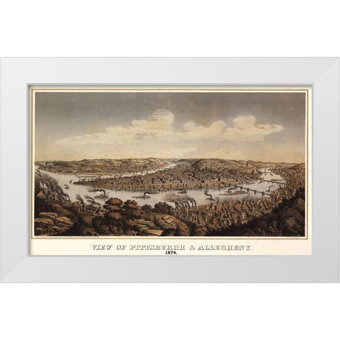 Pittsburgh Pennsylvania - Krebs 1874 White Modern Wood Framed Art Print by Krebs