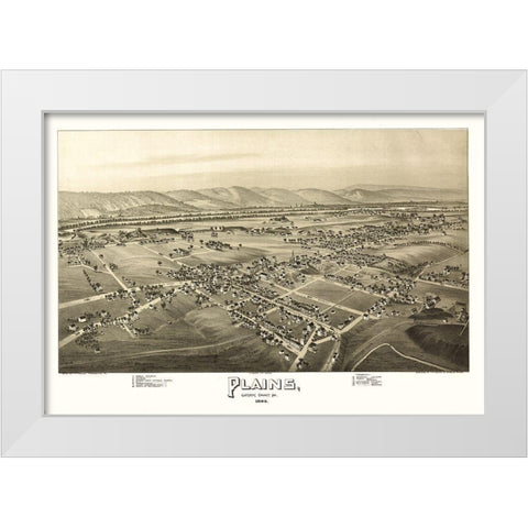 Plains Pennsylvania - Fowler 1892  White Modern Wood Framed Art Print by Fowler